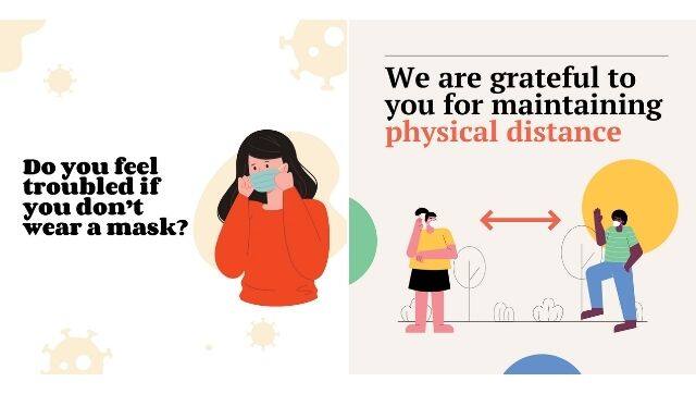 Left: Poster based on negative moral emotions about one’s behaviour of not wearing a mask; Right: Poster based on positive moral emotions about one’s physical distancing behaviour