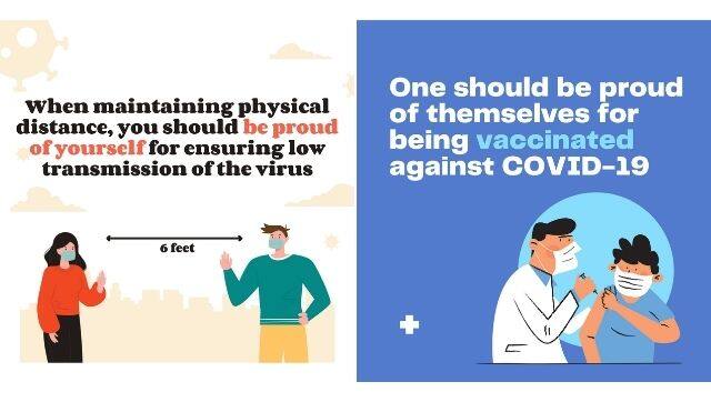 Left: Poster based on positive moral emotions about one’s behaviour of wearing a mask; Right: Poster based on positive moral emotions about getting vaccinated against COVID-19