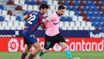 LaLiga: Lionel Messi nets brilliant volley but Barcelona's title hopes hanging by a thread after draw against Levante