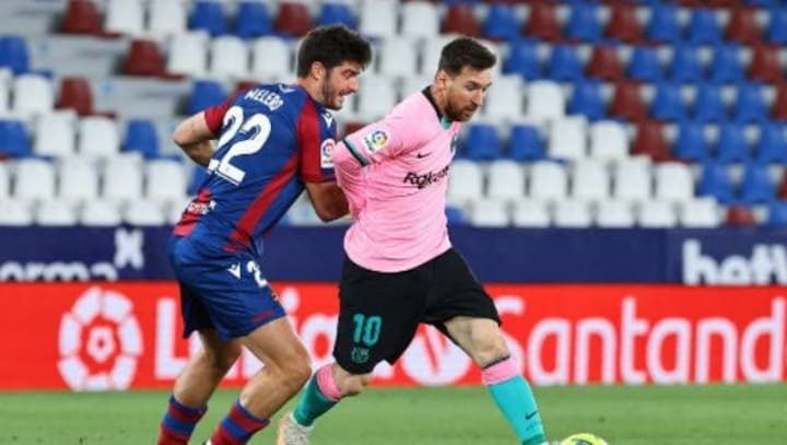 LaLiga: Lionel Messi nets brilliant volley but Barcelona's title hopes hanging by a thread after draw against Levante