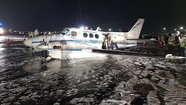 Air ambulance makes belly landing at Mumbai airport after losing wheel during take-off from Nagpur Air ambulance makes belly landing at Mumbai airport after losing wheel during take-off from Nagpur