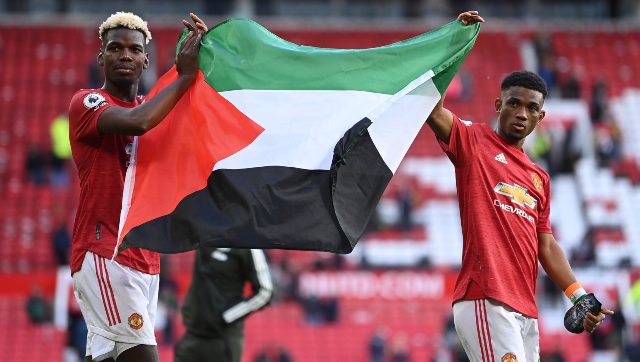 Premier League: Paul Pogba displays Palestine flag with Manchester United team-mate Amad Diallo Premier League: Paul Pogba displays Palestine flag with Manchester United team-mate Amad Diallo
