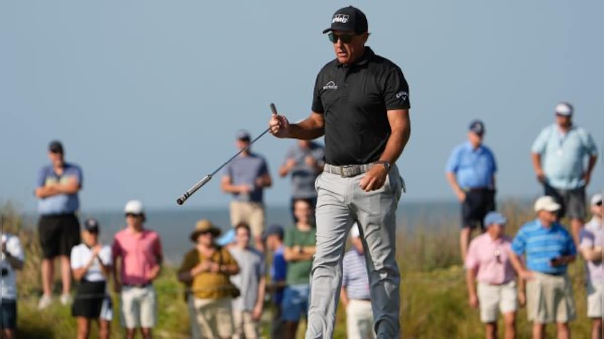 PGA Championship 2021: Phil Mickelson shares lead with Louis Oosthuizen on windswept Kiawah Island