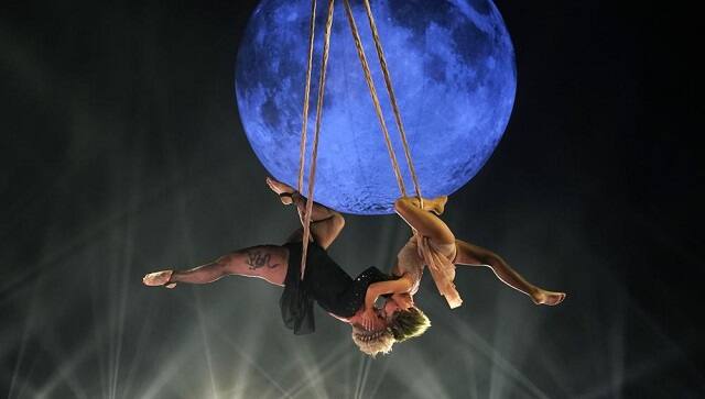 Icon award recipient Pink her daughter Willow perform together on a trapeze at the Billboard Music Awards, Friday, May 21, 2021, at the Microsoft Theater in Los Angeles. (AP Photo/Chris Pizzello)