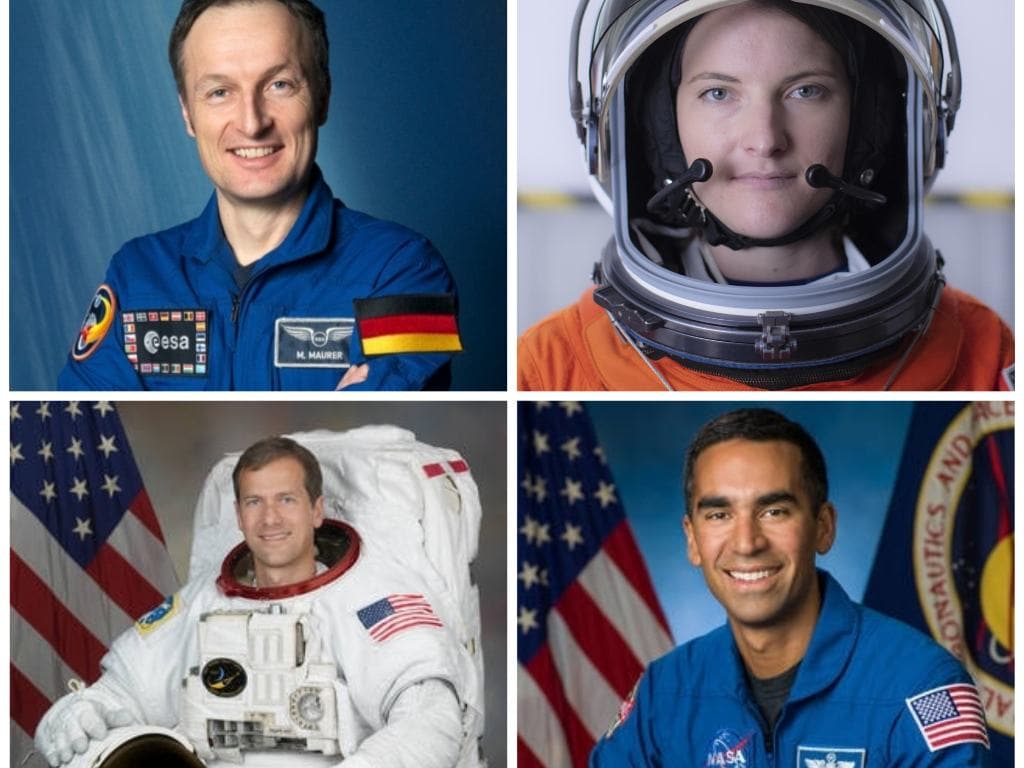 SpaceX Crew-3 mission astronauts  Kayla Barron, Raja Chari, Tom Marshburn and Matthias Maurer. Image credit: NASA and ESA
