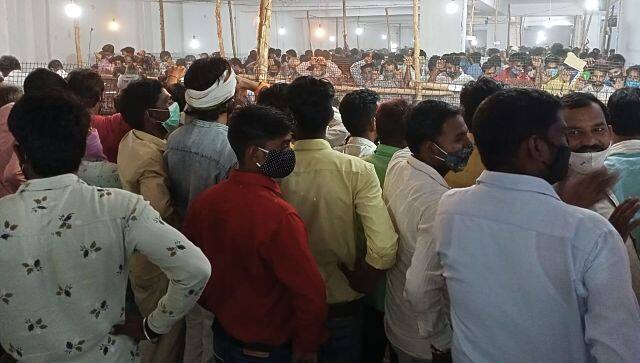 The complete lack of social distancing at a counting centre in Aligarh. Firstpost/Mohammad Sartaj Alam