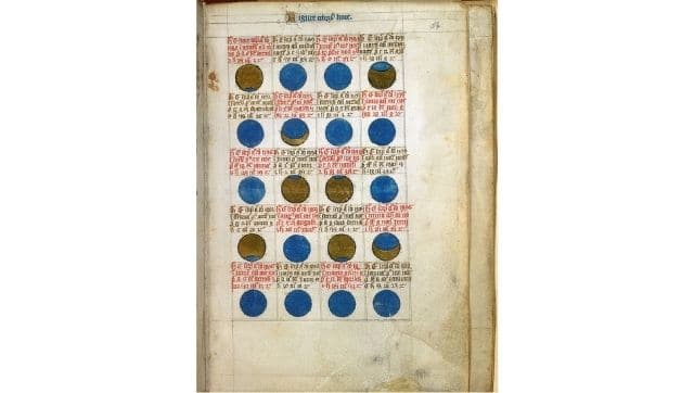 14th-century diagram of lunar eclipses. British Library, Arundel 347, f. 34. The British Library Catalogue of Illuminated Manuscripts via The Conversation