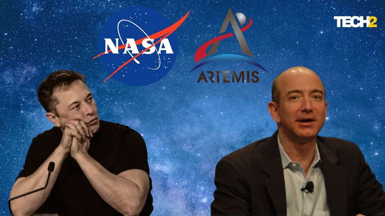 Jeff Bezos and Elon Musk have channelled some of their vast fortunes into private space exploration companies since early this century. Image credit: Tech2/Abigail Banerji 