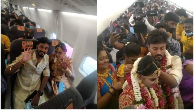 Madurai couple marry mid-air in SpiceJet chartered flight violating COVID norms; DGCA off-rosters crew Madurai couple marry mid-air in SpiceJet chartered flight violating COVID norms; DGCA off-rosters crew
