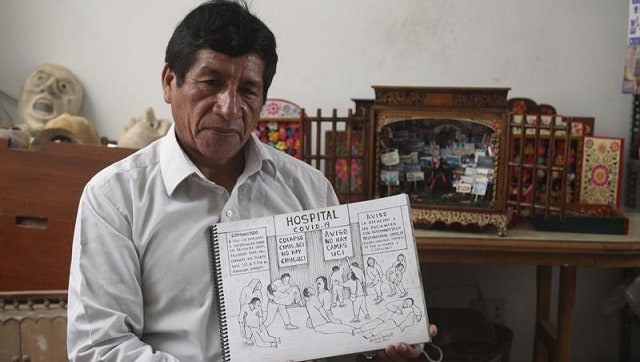 In a new book, a Peruvian artist publishes 100 drawings documenting the country's COVID-19 crisis