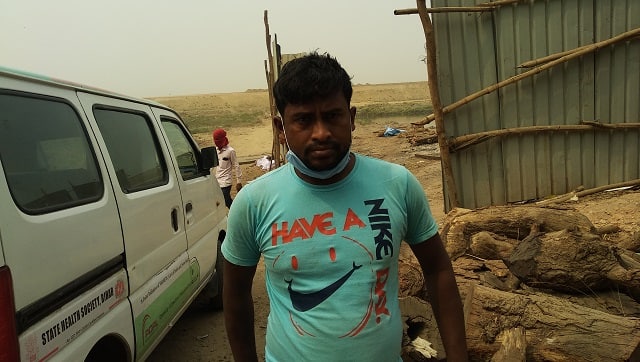 Rambabu Kumar outside Bans Ghat crematorium in Patna. 