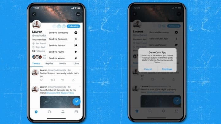 Razorpay is integrated with Twitter’s Tip Jar to send and receive cash gifts