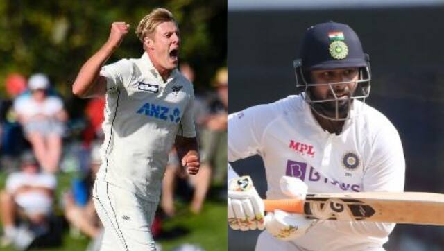File image of Kyle Jamieson and Rishabh Pant. Image Credits: AP and Sportzpics 
