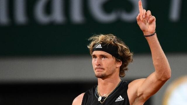 Germany’s Alexander Zverev celebrates after winning against Serbia’s Laslo Djere during their men’s singles third round tennis match in the 2021 French Open. AFP