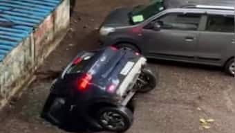 Watch: Car sinks into ground at housing society in Mumbai's Ghatkopar; video goes viral