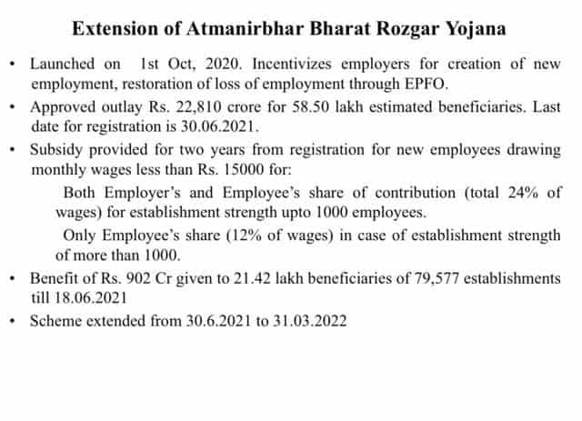 The scheme. first rolled out in October 2020, was extended by Sitharaman. PIB