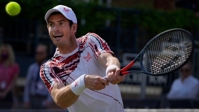 Queens Club Championships: Teary-eyed Andy Murray marks return to singles action with win over Benoit Paire