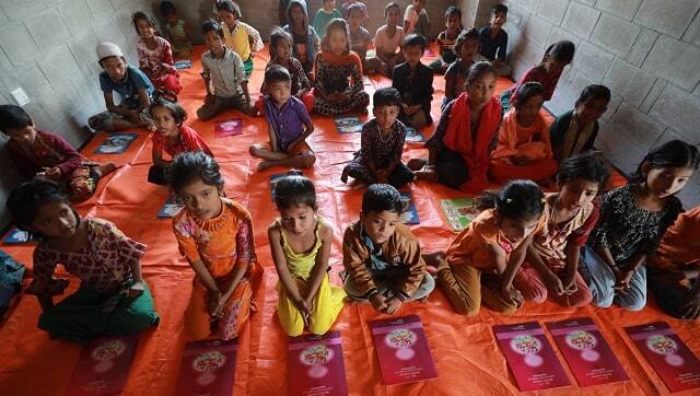 Some of the children living on Bhashan Char. There are around 18,500 Rohingya refugees on the island (Image: Saleh Noman)