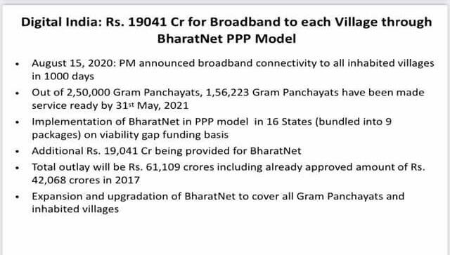 Sitharaman said the total outlay will be Rs 61,109 crore. PIB