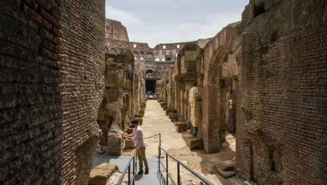 A view of the newly restored lower level of the Colosseum. Image via The Associated Press/ Andrew Medichini