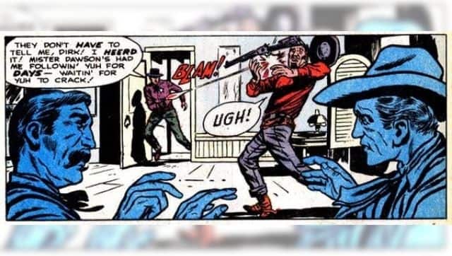 Stan Lee’s Gunsmoke Western (1955) #68, with lettering and pencilling by Dick Ayers. The Comic Book Sound Effect Database. (Via The Conversation)