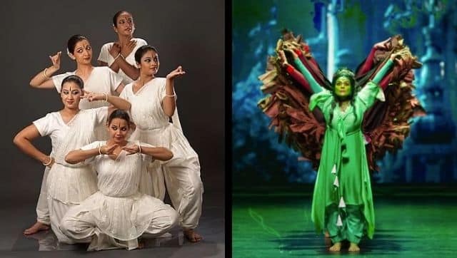 (Left) Costumes designed by Raman for the production, Mythologies Retold (Right) Drapes designed by the costumer for the Bharatnatyam exponent, Subathra Sudarshan.