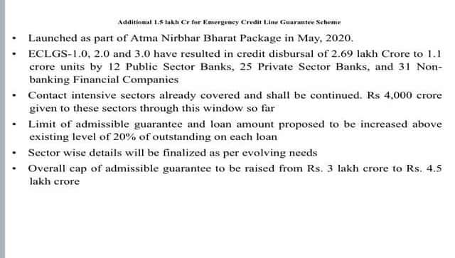 The ECLGS scheme aimed to provide Rs 3 lakh crore worth of collateral-free, government-guaranteed loans to micro, small and medium enterprises (MSMEs) across India. PIB