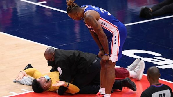 NBA: Unruly spectator runs out on court during 76ers-Wizards playoff game