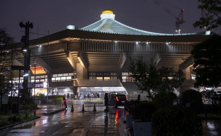 This picture shows the Nippon Budokan, venue for the judo and karate events, 100 days till the start of the Tokyo 2020 Olympic Games in Tokyo on April 14, 2021. (Photo by Kazuhiro NOGI / AFP)