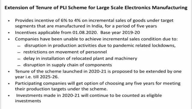 Sitharaman said the companies have been unable to achieve incremental sales conditions due to COVID related disruption. PIB
