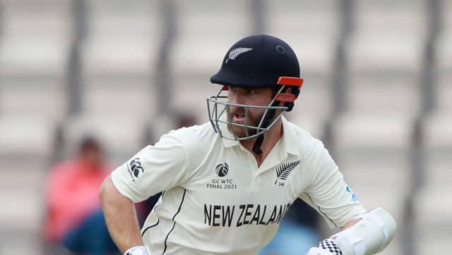 New Zealand skipper Kane Williamson (12*) will resume his innings with Ross Taylor (0*) at the other end. AP 