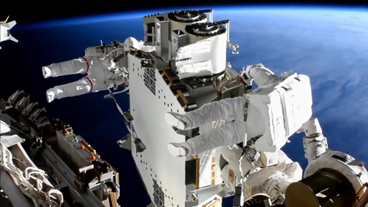 Two astronauts complete six-hour spacewalk to install solar panels on the ISS Two astronauts complete six-hour spacewalk to install solar panels on the ISS