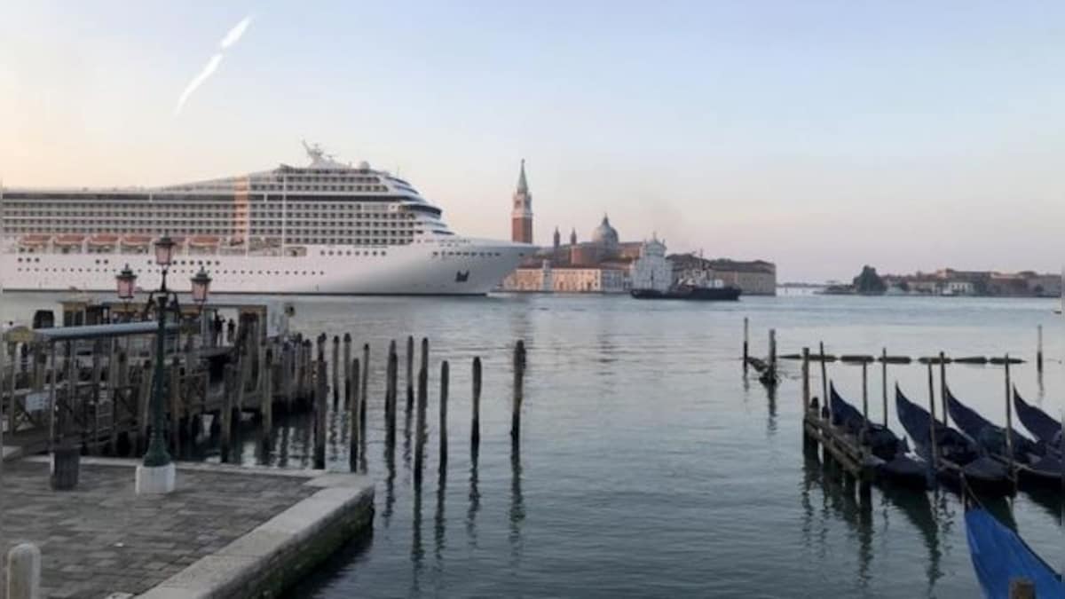 Amidst protests against cruise traffic, first ship since start of pandemic sails through Venice