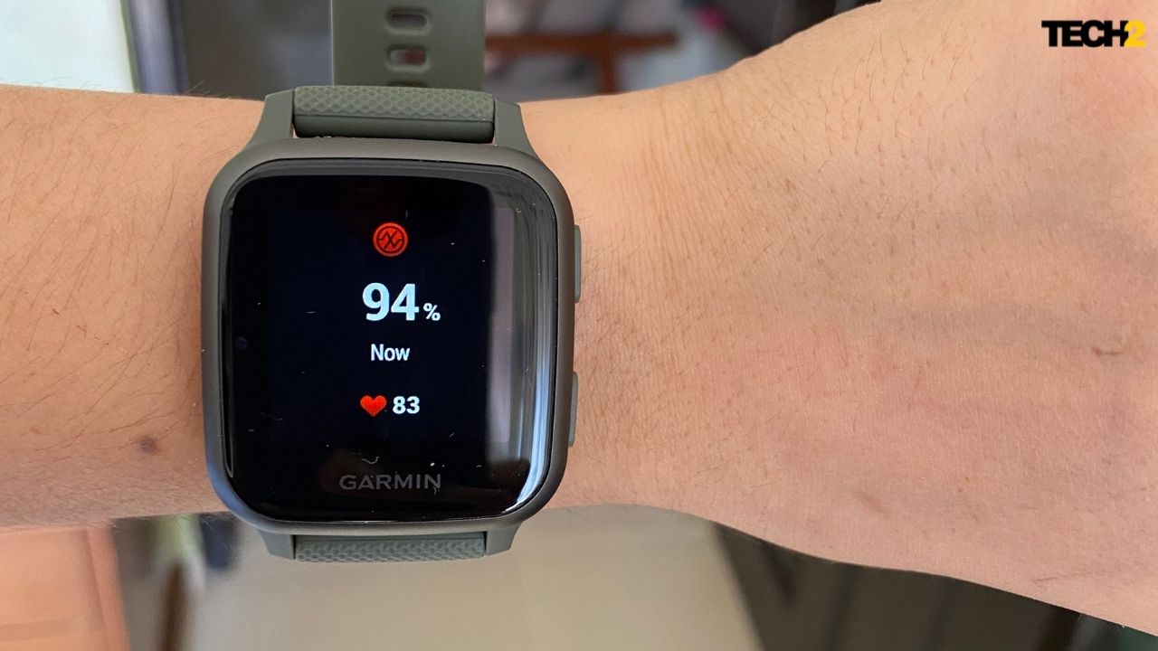 Garmin Venu Sq lets you do on-the-spot SpO2 level checks, in addition to the daily records of your oxygen levels it maintains. Image: Nandini Yadav