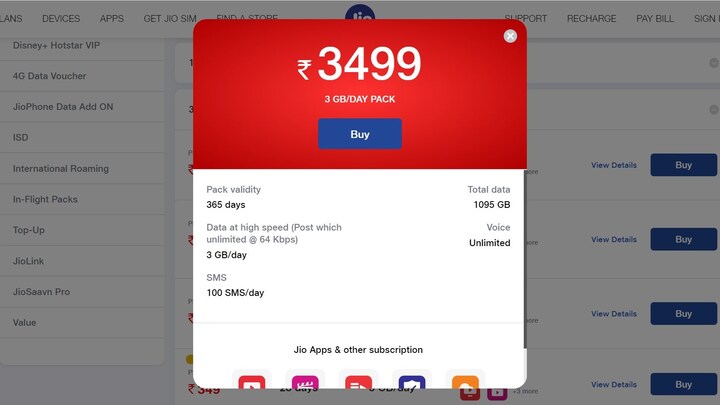 Jio Rs 3,499 prepaid plan with 3 GB data launched: Details on benefits, validity and more