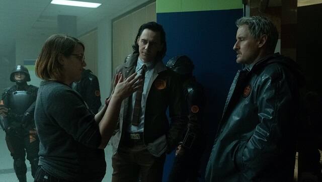 Kate Herron, Tom Hiddleston, and Owen Wilson on the sets of Loki
