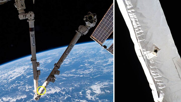 NASA, CSA find holes in the space station's Canadarm2 caused by orbital debris