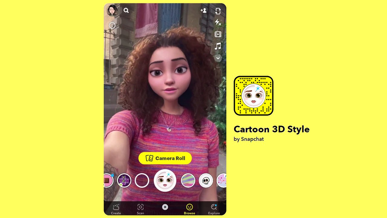Snapchat Cartoon 3D Style lens. 