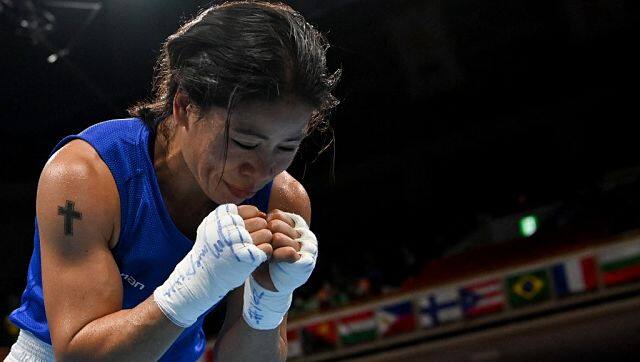 India’s Mary Kom after her women’s flyweight 51-kg boxing match against Columbia’s Ingrit Lorena Valencia Victoria. AP
