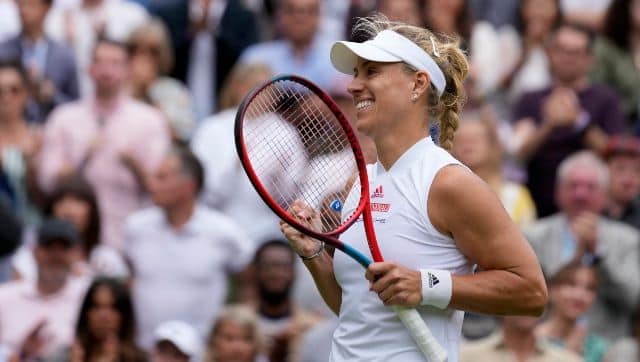 Angelique Kerber celebrates after defeating Coco Gauff. AP