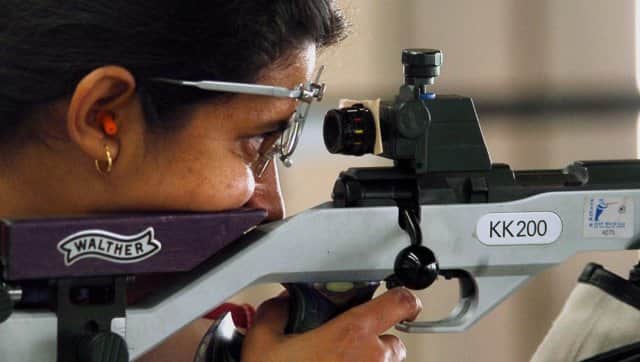 Anjali Bhagwatin action at the 2004 Olympics. AP