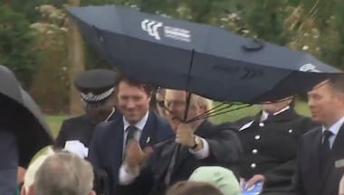 Watch: Boris Johnson struggles with umbrella at memorial service for police; viral video prompts memes aplenty