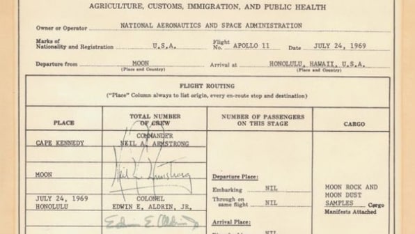 Buzz Aldrin shares old customs form Apollo 11 astronauts were required to fill after returning to Earth from Moon