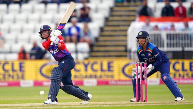 England's Danni Wyatt in action during the first T20I against India in Northampton. AP
