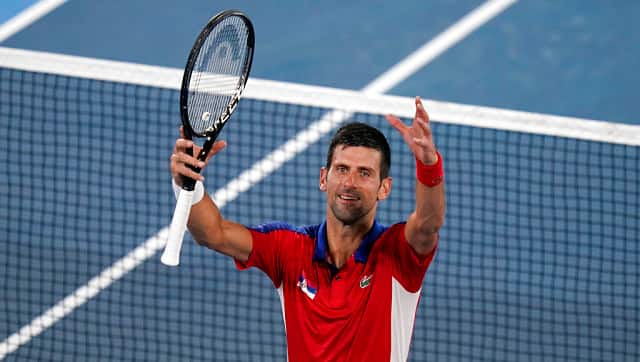 Novak Djokovic had it easy against Japan’s Kei Nishikori in the men’s singles quarter-final, beating him 6-2, 6-0 in straight sets. AP 
