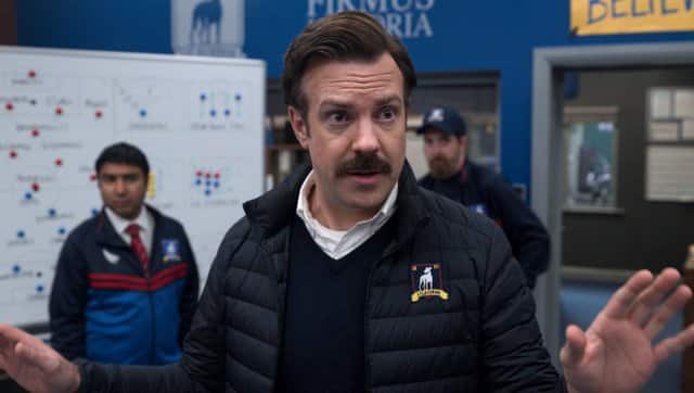 Jason Sudekis in and as Ted Lasso. Apple TV+