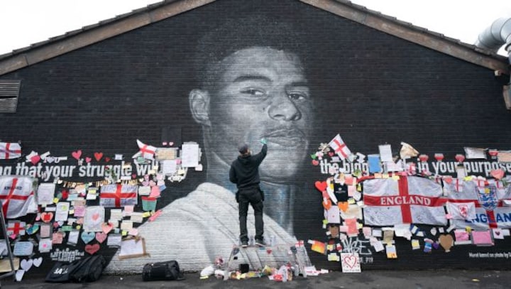 Mural in Marcus Rashford's hometown becomes anti-racism symbol