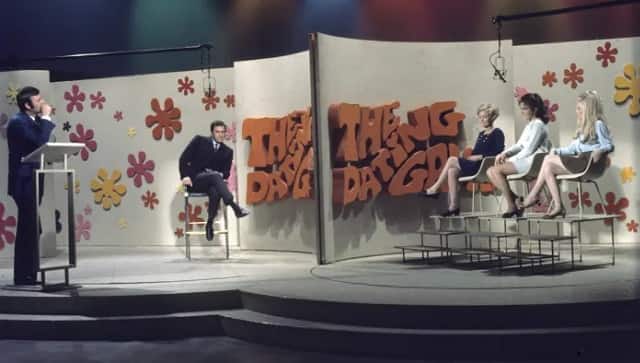 Host Jim Lange with contestants on an episode of The Dating Game, circa 1970| ABC Photo Archives/Getty Images