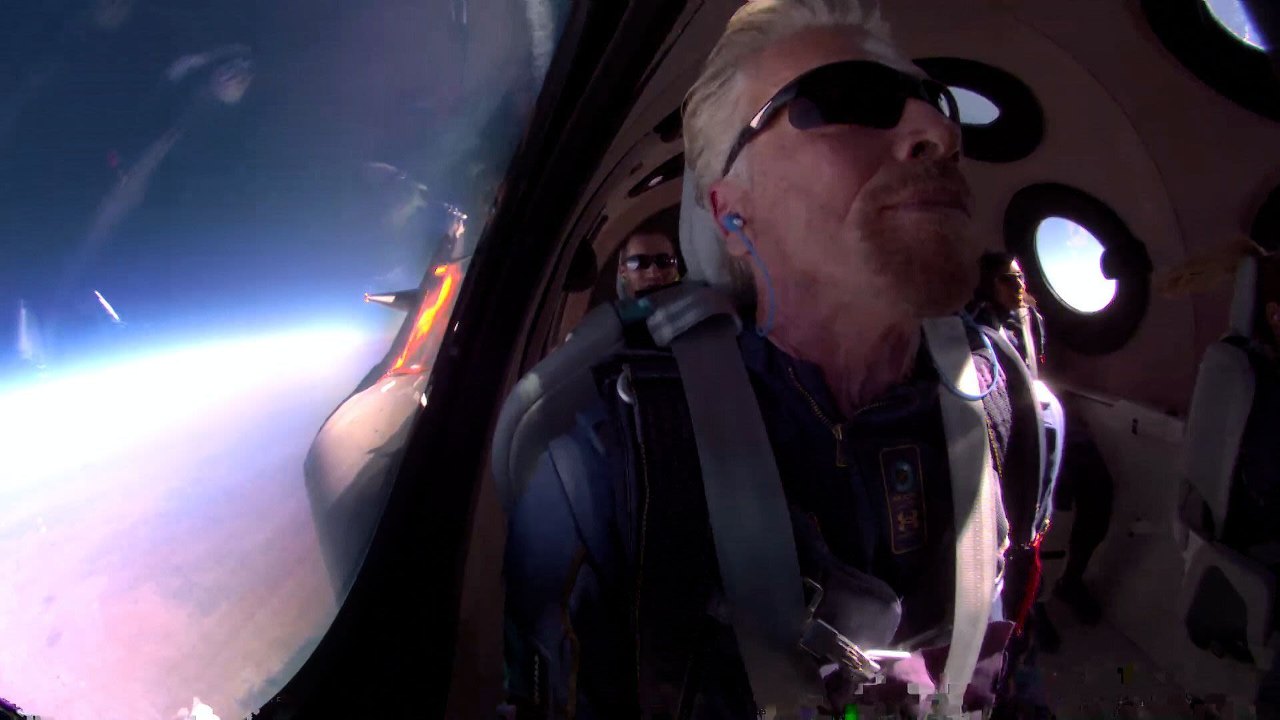 Virgin Galactic CEO Richard Branson in space during the aerospace company's first crewed spaceflight. Image credit: Virgin Galactic 