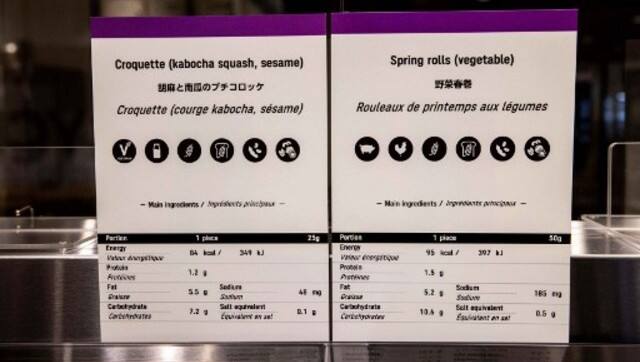 Food menus at the main dining hall of the Olympic Village. File/AFP